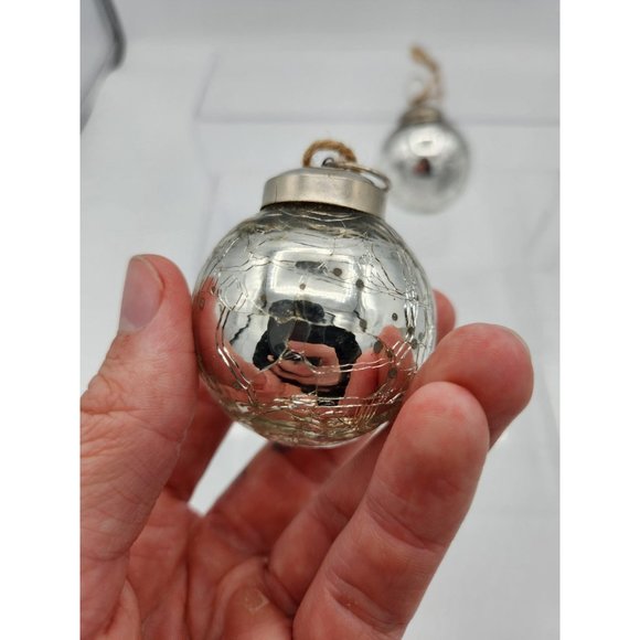 Vintage Kugel Style Silver Crackle Mercury Glass Ball Christmas Ornament - Picture 7 of 8